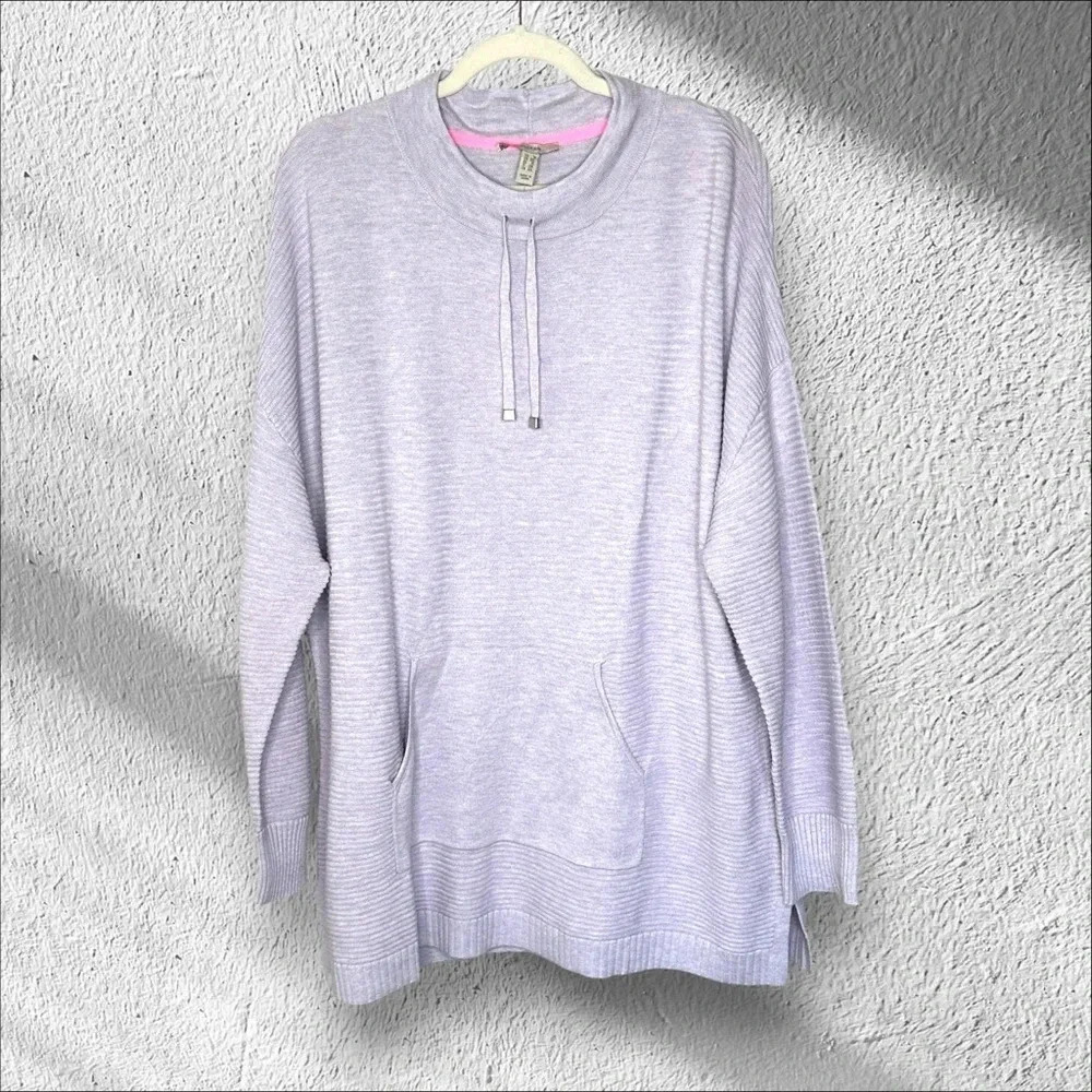 Isaac Mizrahi Lavender Ribbed Pullover Size 1X Tunic Length Sweater Fairy‎ Girly